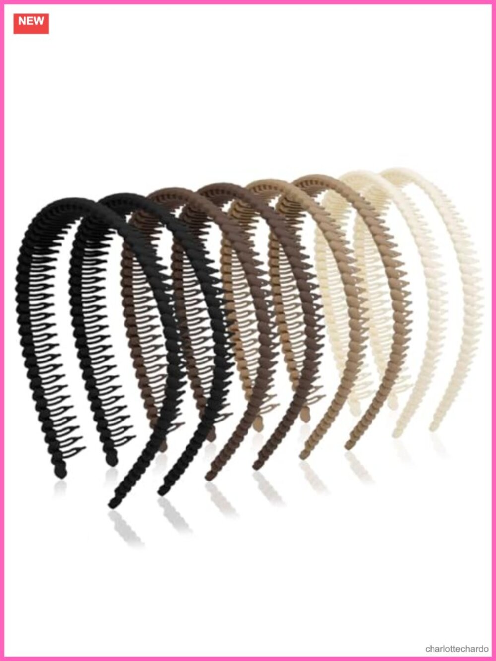 Wavy Plastic Headbands with Teeth Non Slip Hair Accessories 8 Pcs
